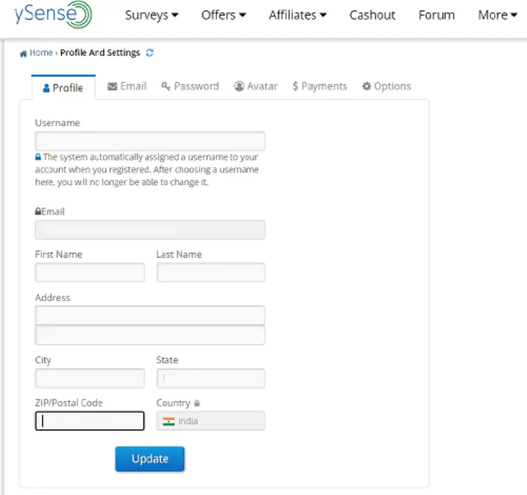 ysense-profile-setting